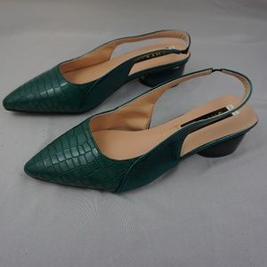 Shein Croc Embossed Mid Heeled Chunky Slingback Pumps EUR38 (7.5 US ) NWB